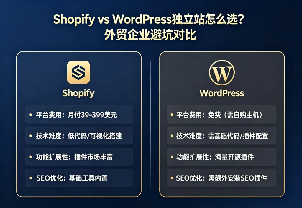 Shopify vs WordPress独立站怎么选？2026外贸B2B/B2C场景适配指南